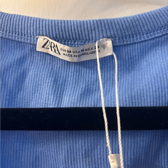Zara Light Blue Ribbed Top - Picture 4 of 5